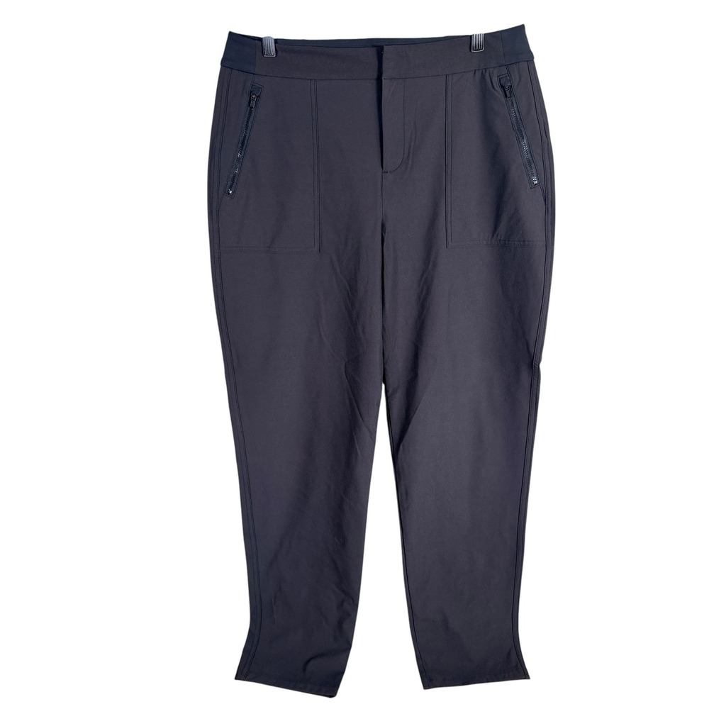 Athleta Wander Hybrid Straight Leg Pants Womens 12 Tall Black Zip Pocket Stretch
